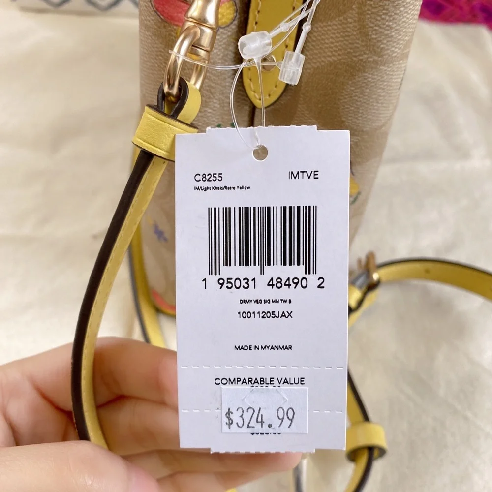 Coach Mini Town Bucket Bag In Signature Canvas With Dreamy Veggie Print - Picture 7 of 11